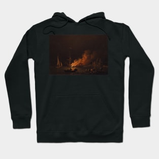 Charles Brooking - Ship on fire at night Hoodie